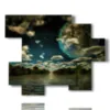 tableaux paysages fantastiques et lune - version: 6 pannelli 127x102cm
