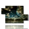 paintings fantasy landscapes and moon - version: 5 pannelli 128x85cm