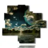 paintings fantasy landscapes and moon - version: 13 pannelli 172x153cm