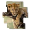 tableaux avec lion embrassant la branche - version: 11 pannelli 137x151cm