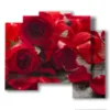 quadri di rose rosse e petali distesi - version: 5 pannelli 89x77cm