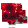 bilder von roten rosen und verlaengerten bluetenblaettern - version: 6 pannelli 113x99cm