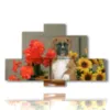 painting dog portrait in a flowerpot - version: 6 pannelli 135x85cm