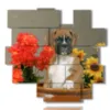 quadro ritratto cane in un vaso di fiori - version: 14 pannelli 162x153cm