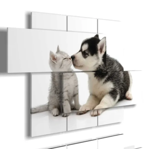 Gemälde von Hunden und Katzen mit viel Liebe