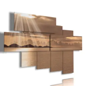 golden sunset paintings over the sea