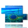 painting with painted blue sea and the chasm in the caribbean sea - version: 5 pannelli 128x85cm