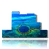 painting with painted blue sea and the chasm in the caribbean sea - version: 7 pannelli 171x101cm