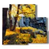 autunno quadri foglie in giallo - version: 5 pannelli 102x93cm