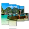 paintings boats on the seashore - version: 5 pannelli 104x90cm