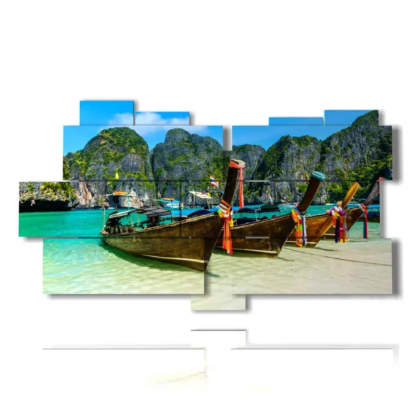 Paintings of boats on the shore