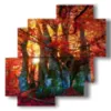autumn paintings in the red forest - version: 4 pannelli 77x78cm