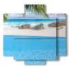 quadro con dipinto al mare seycelles - version: 5 pannelli 89x85cm