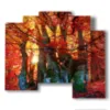 quadri d autunno nel bosco rosso - version: 5 pannelli 89x77cm