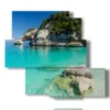 tableaux sur la mer sarde parmi les rochers - version: 5 pannelli 104x92cm