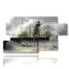 painting lighthouse in the storm of the sea - version: 7 pannelli 157x90cm