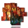 autumn paintings in the red forest - version: 13 pannelli 172x153cm