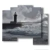 bilder stuermisches meer mit leuchtturm - version: 5 pannelli 89x77cm