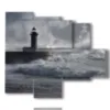 bilder stuermisches meer mit leuchtturm - version: 5 pannelli 104x90cm