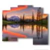 tableau aube sur le lac sentier lumineux sur le lac tipsoo - version: 5 pannelli 89x77cm