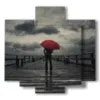romantic wall paintings in a lonely rainy pier - version: 5 pannelli 89x85cm