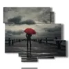 romantic wall paintings in a lonely rainy pier - version: 6 pannelli 113x99cm