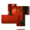 quadro autunnale foglie rosse - version: 4 pannelli 94x77cm