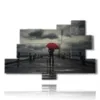 romantic wall paintings in a lonely rainy pier - version: 9 pannelli 183x121cm