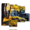 autumn paintings leaves in yellow - version: 5 pannelli 104x90cm