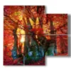 quadri d autunno nel bosco rosso - version: 4 pannelli 91x85cm