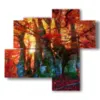 autumn paintings in the red forest - version: 4 pannelli 94x85cm
