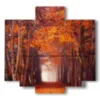 painting autumn forest - version: 5 pannelli 89x85cm