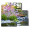 modernes bild blumen in einer landschaft japans - version: 5 pannelli 102x93cm