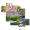 tableau moderne fleurs dans un paysage du japon - version: 6 pannelli 127x110cm