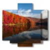 paintings autumn landscapes reflected in the lake - version: 5 pannelli 89x85cm