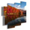 Autumn landscape paintings with reflections in the lake