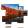 tableaux paysages d automne se refletant dans le lac - version: 6 pannelli 127x102cm