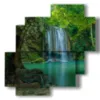 paintings with waterfalls in a dip of green - version: 4 pannelli 77x78cm