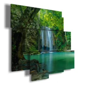 Paintings with waterfalls in a splash of green