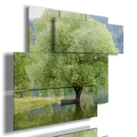 Modern paintings of a green tree