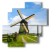 tableaux paysages de campagne avec moulin - version: 4 pannelli 77x78cm