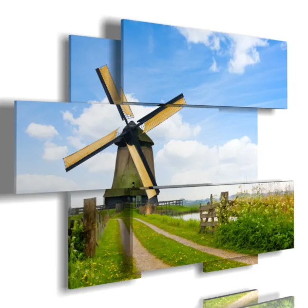 Landschaftsbilder mit einer Mühle im ländlichen Gebiet