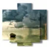 quadro con temporale fulmine nel mare - version: 5 pannelli 89x85cm