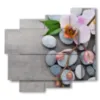 tableaux fleurs avec pierres et orchidee - version: 5 pannelli 106x98cm