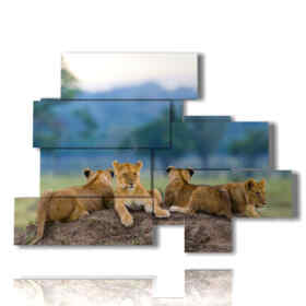 paintings of lions cubs in their lair