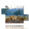quadri di leoni cuccioli nella loro tana - version: 5 pannelli 128x85cm
