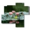 flowers painting pink water lily - version: 4 pannelli 94x85cm