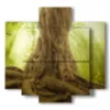 painting trees with majestic trunk - version: 5 pannelli 89x85cm