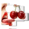 tableaux modernes de femmes et de cerises - version: 5 pannelli 104x90cm