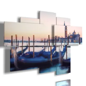 Tableaux Venise Italie gondoles en attente